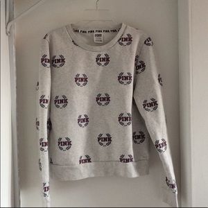 pink crewneck logo t shirt